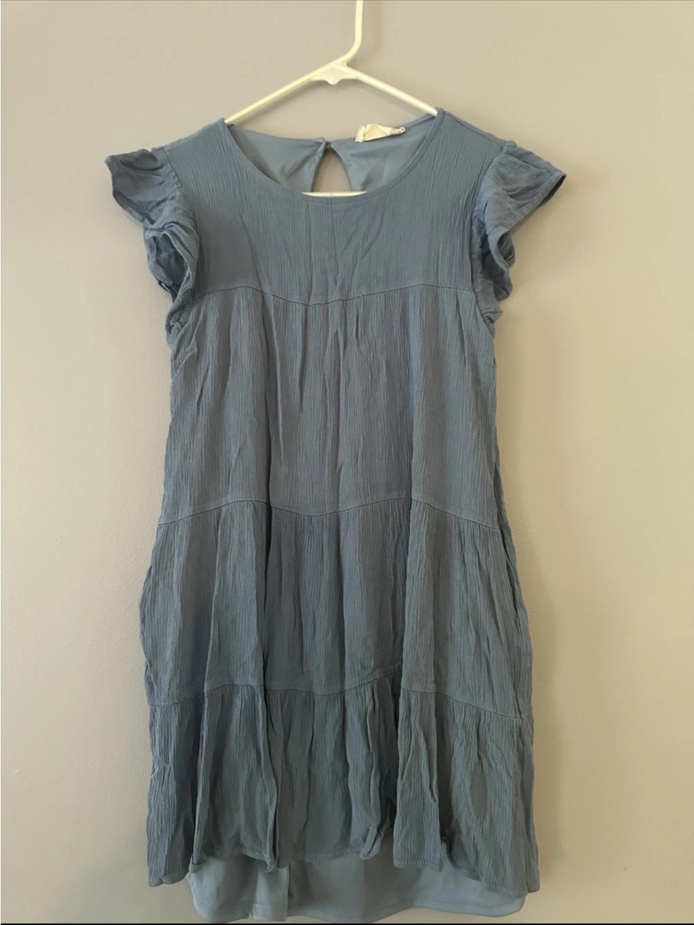Altar'd State Slate Blue Tiered Midi Dress
